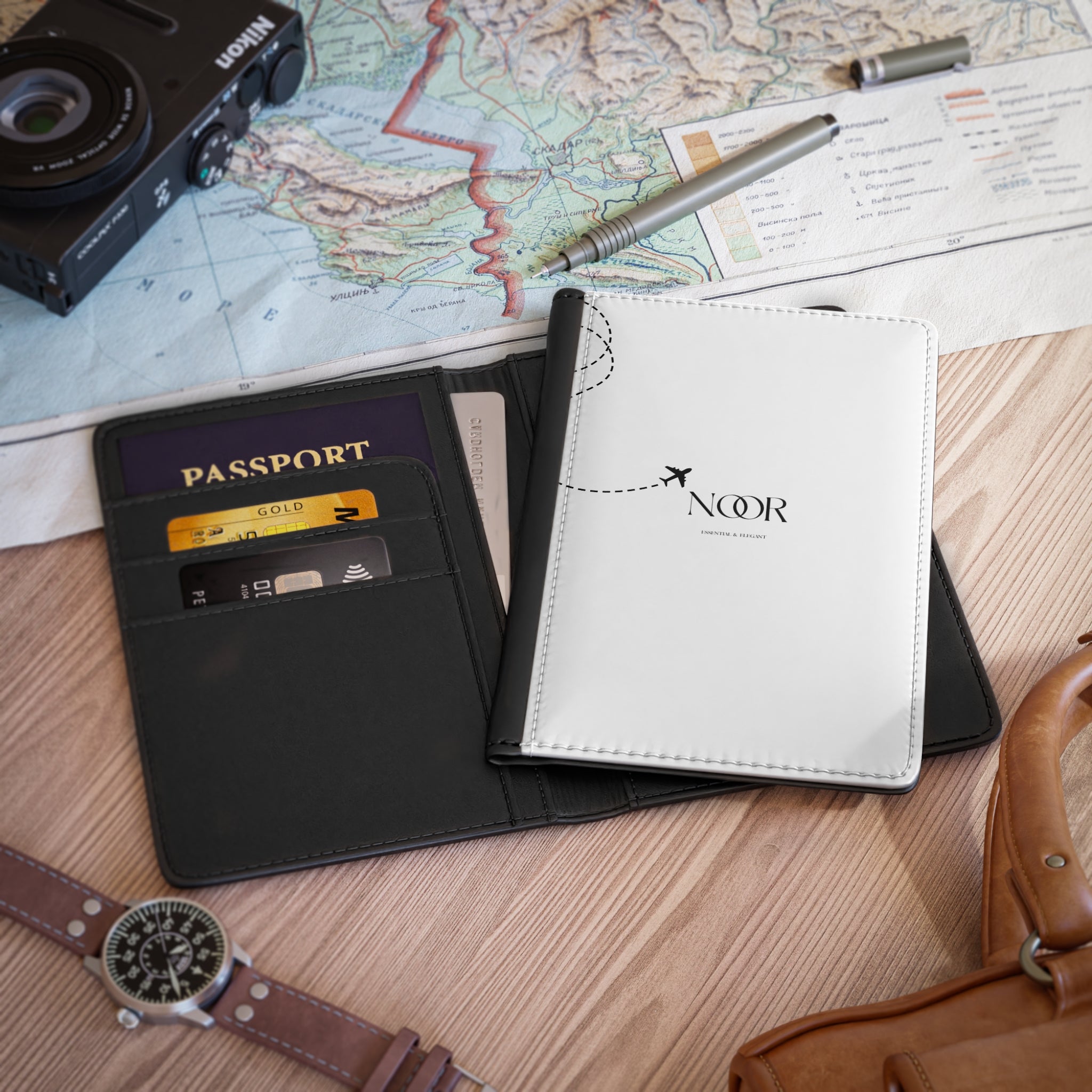 NOOR Minimalist Leather Passport Cover